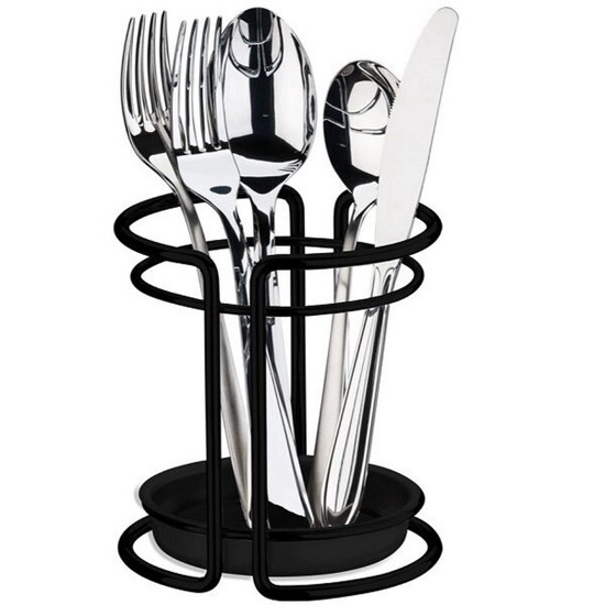 Imagem SUPORTE PARA UTENSÍLIOS E TALHERES COR PRETO FOSCO 12,5X12,5X13,5CM - FUTURE 