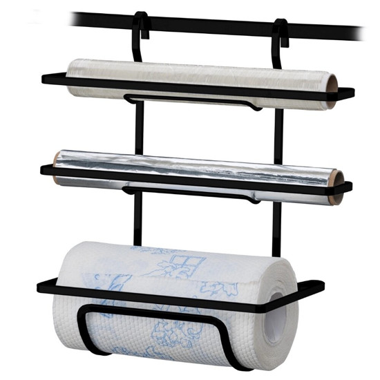 Imagem SUPORTE PARA ROLOS PAPEL TOALHA/ALUMÍNIO/PVC - PRETO FOSCO 17X33X35CM - FUTURE 