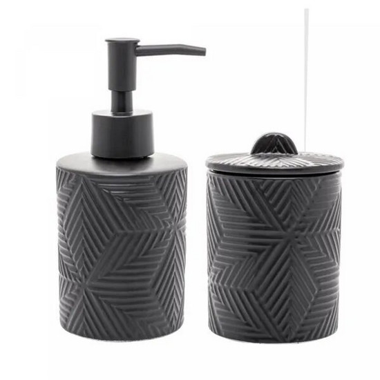 Imagem CONJUNTO 2 PEÇAS PARA BANHEIRO DE CERÂMICA FLOCO PRETO - WOLFF