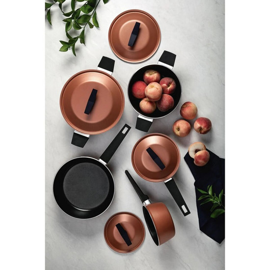 Imagem JOGO DE PANELAS TRAMONTINA SPEZIA EM ALUMÍNIO COM REVESTIMENTO ANTIADERENTE STARFLON EXCELLENT CORAL