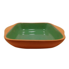 Imagem de TRAVESSA QUADRADA ALDEIA EM CERÂMICA COM ALCA 1,5L L23XP23XA6,5CM COR VERDE - L'HERMITAGE - Full Fit Industria Importacao E Comercio Ltda.
