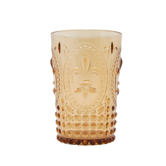 Imagem COPO DE ACRÍLICO COM DESENHO FLOR DE LOTUS 400ML COR ÂMBAR 8X8X12,5CM - ENTRE CASA