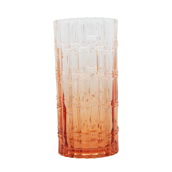Imagem COPO EM ACRÍLICO COM DETALHES EM BAMBU DEGRADE COR LARANJA 7,5X7,5X16CM - ENTRE CASA