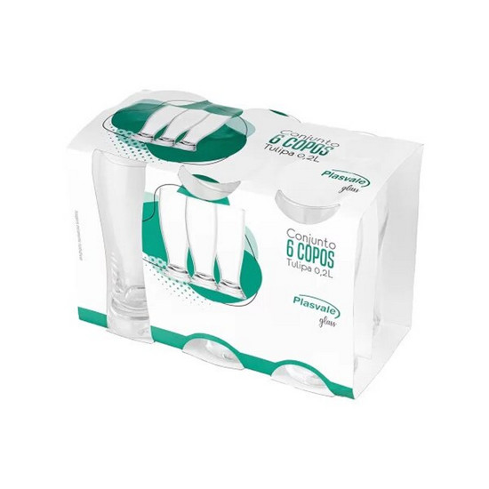 Imagem KIT CONJUNTO 6 COPOS DE VIDRO TULIPA 240ML 