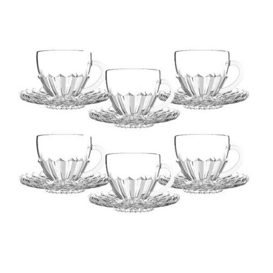 Imagem KIT CONJUNTO 6 XÍCARAS COM PIRES 220ML EM VIDRO 