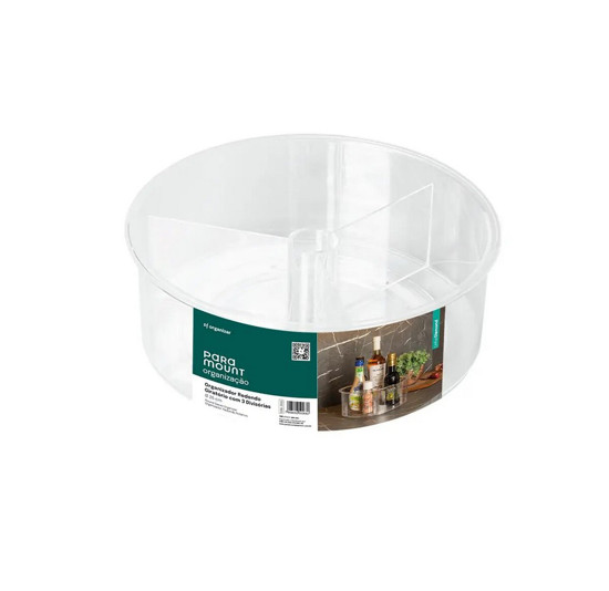 Imagem ORGANIZADOR EXPOSITOR MULTIUSO GIRATÓRIO 3 DIVISÓRIA BANCADA 26CM PARAMOUNT 