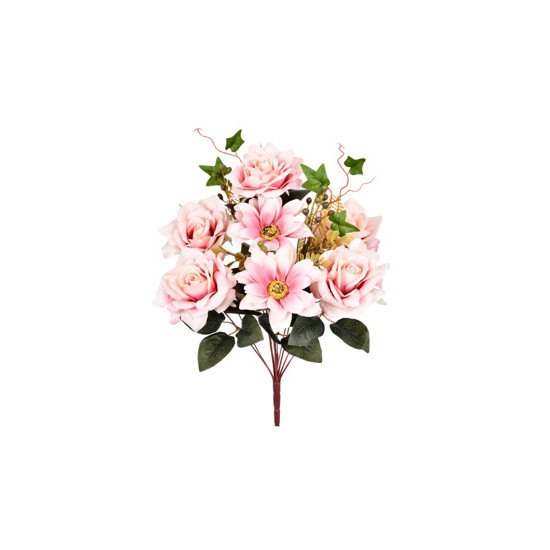 Imagem BUQUÊ MISTO ROSA E GERBERA X11 ROSA CREME 10X45CM - GRILLO 54618