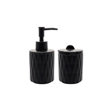 Imagem de CONJUNTO 2 PEÇAS PARA BANHEIRO DE CERÂMICA DELI DIAMOND PRETO - LYOR - Coliseu Presentes Ltda