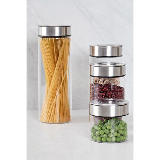 Imagem POTE DE VIDRO PUREZZA COM TAMPA DE AÇO INOX 1L - TRAMONTINA