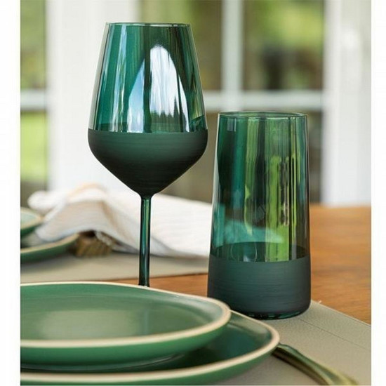 Imagem TAÇA DUO 490 ML ESMERALDA EM VIDRO COPA & CIA COR VERDE