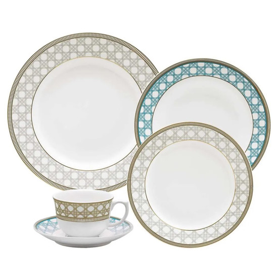 Imagem APARELHO DE JANTAR E CHÁ 30 PEÇAS FLAMINGO PALHINHA BRASILEIRA - OXFORD 