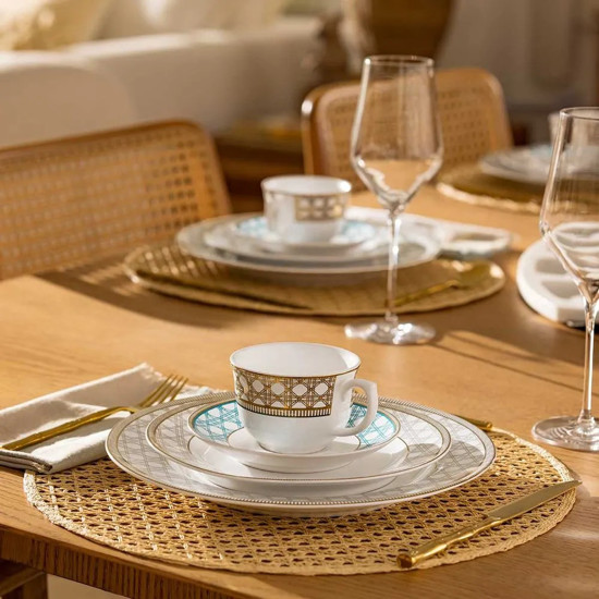 Imagem APARELHO DE JANTAR E CHÁ 30 PEÇAS FLAMINGO PALHINHA BRASILEIRA - OXFORD 