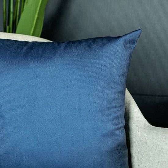 Imagem ALMOFADA VELVETEEN DECORATIVA 804 LISA AZUL 43 CM X 43 CM COR BRANCO E AZUL 