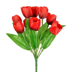 Imagem de BUQUÊ DECORATIVO DE TULIPAS VERMELHAS EM PLÁSTICO MOLDÁVEL 31X22 CM - GRILLO - Grillo Ltda
