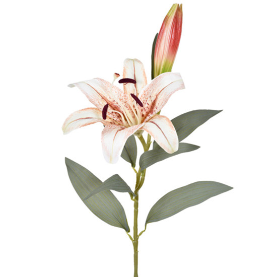 Imagem HASTE DECORATIVA DE LÍRIO TIGRE CREME EM PLÁSTICO MOLDÁVEL 82X16CM - GRILLO