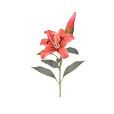Imagem de HASTE DECORATIVA DE LÍRIO TIGRE VERMELHO EM PLÁSTICO MOLDÁVEL 82X16CM - GRILLO - Grillo Ltda
