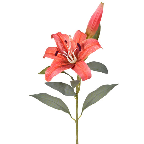 Imagem HASTE DECORATIVA DE LÍRIO TIGRE VERMELHO EM PLÁSTICO MOLDÁVEL 82X16CM - GRILLO