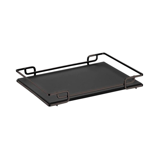 Imagem BANDEJA LUANA DECORATIVA 39,5 X 70 CM PRETO MATE - TAMPO COURISSIMO PRETO