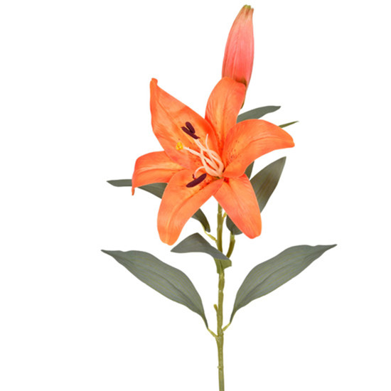 Imagem HASTE DECORATIVA DE LÍRIO TIGRE LARANJA EM PLÁSTICO MOLDÁVEL 82X16CM - GRILLO