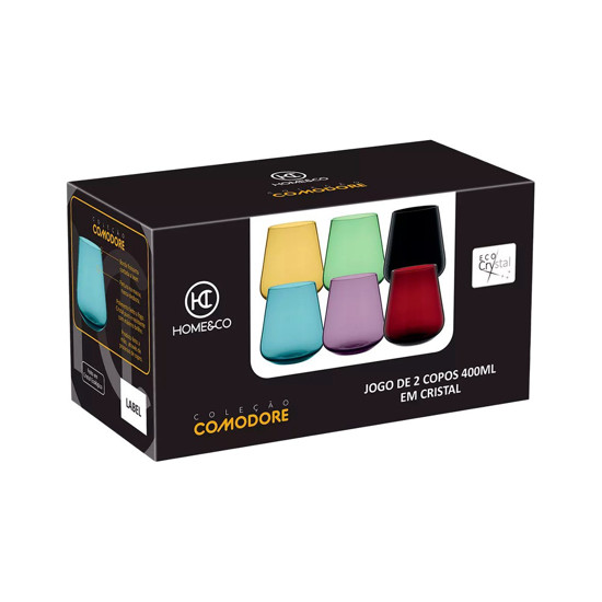 Imagem JOGO DE COPOS HOME&CO COMODORE VIDRO 400ML 10X9X9CM VERMELHO - 2 UNIDADES