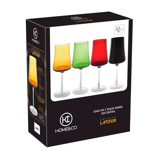 Imagem JOGO DE TAÇAS PARA VINHO HOME&CO LATOUR VIDRO 460ML 24X9X9CM ÂMBAR - 2 UNIDADES 