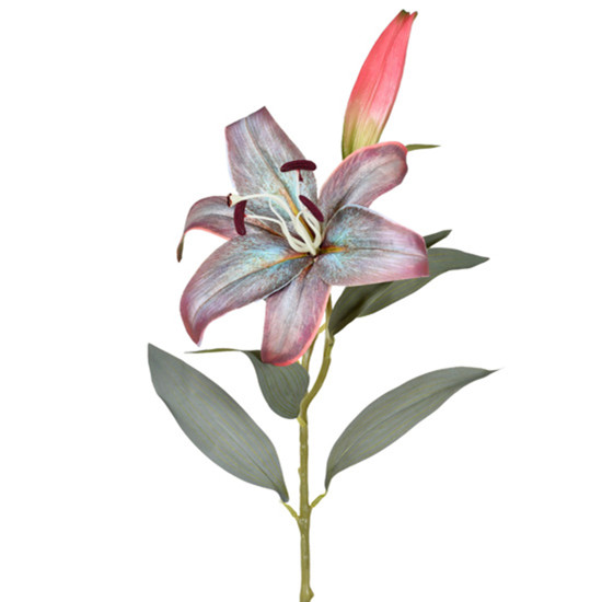 Imagem HASTE DECORATIVA DE LÍRIO TIGRE LAVANDA EM PLÁSTICO MOLDÁVEL 82X16CM - GRILLO