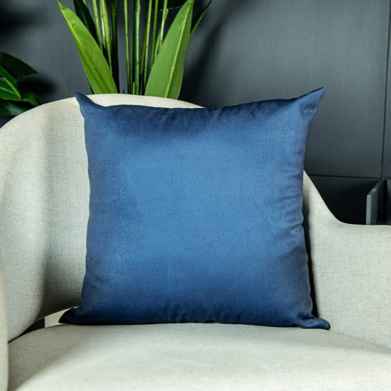 Imagem ALMOFADA VELVETEEN DECORATIVA 804 LISA AZUL 43 CM X 43 CM COR BRANCO E AZUL 