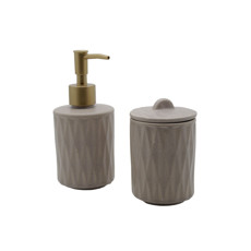 Imagem de CONJUNTO 2 PEÇAS PARA BANHEIRO DE CERÂMICA DELI DIAMOND BEGE - LYOR - Coliseu Presentes Ltda