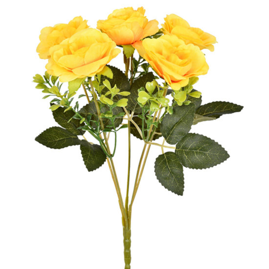 Imagem BUQUÊ DECORATIVO DE ROSAS COR AMARELO EM PLÁSTICO MOLDÁVEL 32X15 CM - GRILLO