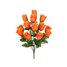 Imagem de BUQUÊ BOTÃO DE ROSA X13 LARANJA 30X47CM GRILLO 53450 - Grillo Ltda