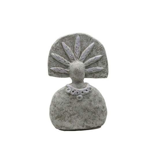 Imagem ESCULTURA DECORATIVA INDIGENA 6 POTIRA COR BRANCO 12X4,5X19CM 