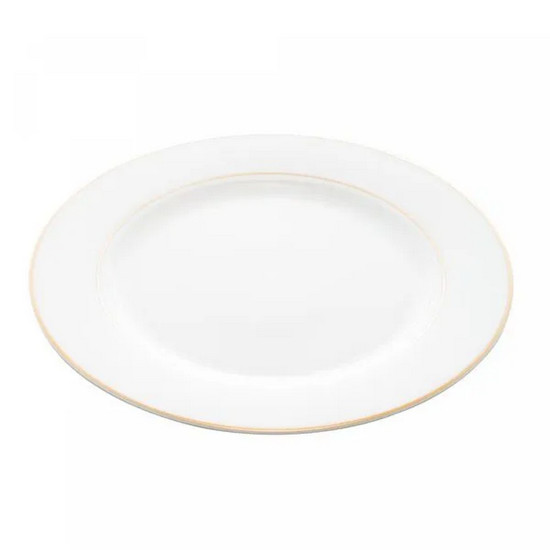Imagem CONJUNTO 6 PRATOS RASOS DE PORCELANA COM FIO DE OURO MÔNACO BRANCO 27CM X 2,5CM