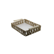 Imagem de BANDEJA RETANGULAR PALHA CESTARIA COM ALÇA COR CARAMELO 35X25X10CM - Inverno Verao Comercio De Modas E Decoracao Eireli