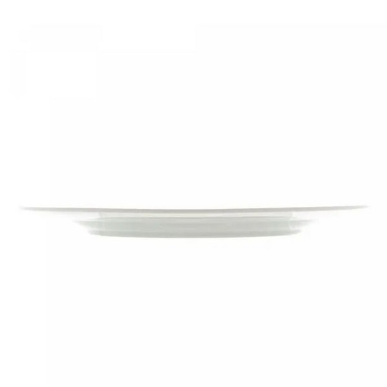 Imagem CONJUNTO 6 PRATOS RASOS DE PORCELANA COM BORDA PRATEADA MÔNACO BRANCO 27CM X 2,5CM