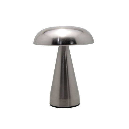 Imagem ABAJUR DE MESA DE FERRO COR PRATEADO 8X17X21CM A BATERIA 1200MA TOUCH 