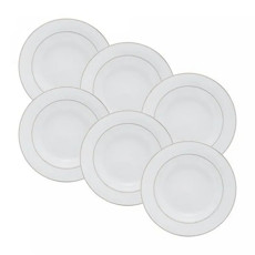 Imagem de CONJUNTO 6 PRATOS FUNDOS DE PORCELANA COM BORDA PRATEADA MÔNACO BRANCO 21,5CM X 3,5CM - Rojemac Impotacao E Exportacao Ltda