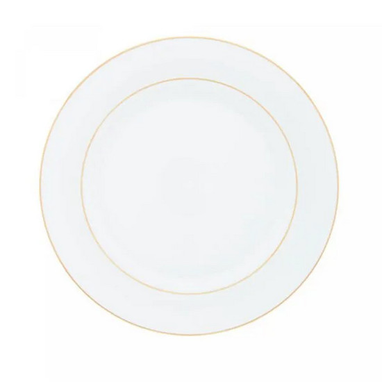 Imagem CONJUNTO 6 PRATOS PARA SOBREMESA DE PORCELANA COM FIO DE OURO MÔNACO BRANCO 19CM X 2CM