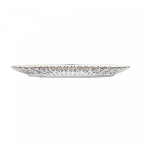 Imagem CONJUNTO 2 PRATOS DE SOBREMESA DE CRISTAL COM FIO DE OURO RADIAL 20CM