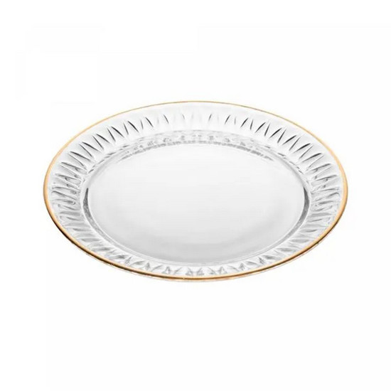 Imagem CONJUNTO 2 PRATOS DE SOBREMESA DE CRISTAL COM FIO DE OURO RADIAL 20CM