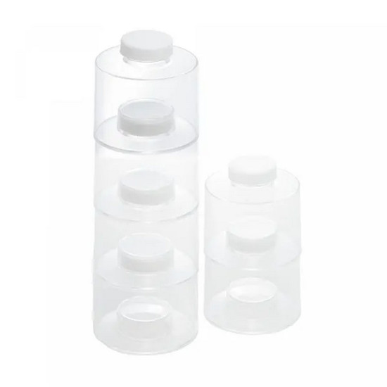 Imagem CONJUNTO 6 PORTA TEMPEROS EMPILHÁVEIS DE PLÁSTICO COM TAMPA MY BOX BRANCO