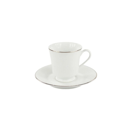 Imagem XÍCARA CAFÉ COM PIRES 60ML PORCELANA COM FILETE PRATEADO ITAMARATY