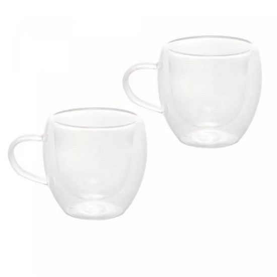 Imagem CONJUNTO 2 XÍCARAS DE CAFÉ PAREDE DUPLA DE VIDRO BOROSSILICATO MODERN 80ML 