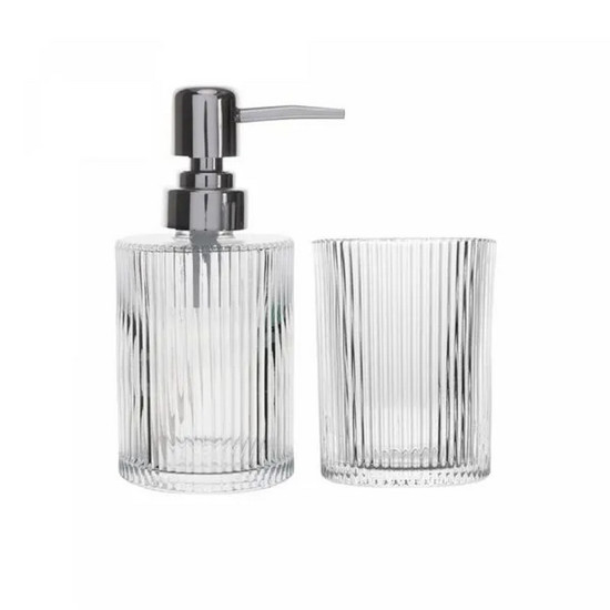 Imagem CONJUNTO 2 PEÇAS PARA BANHEIRO DE VIDRO LINES TRANSPARENTE 