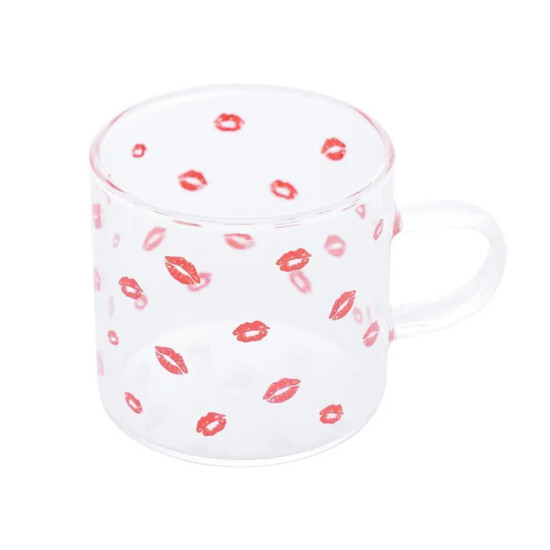 Imagem CANECA KISS DE VIDRO BOROSSILICATO 125ML RESISTENTE AO CALOR
