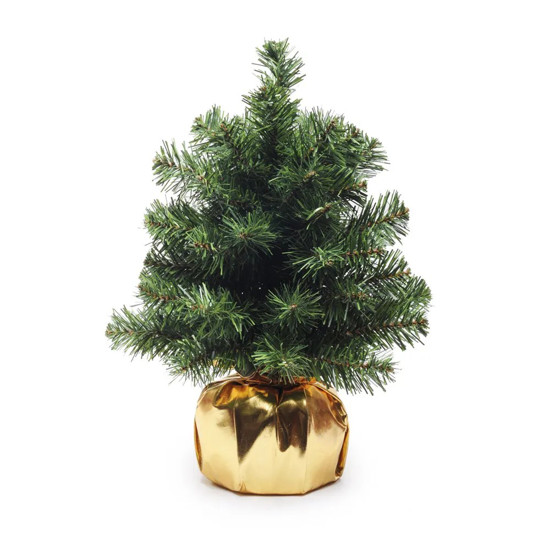 Imagem MINI PINHEIRO COM BASE VELUDO COR VERDE COM DOURADO 45X45X75CM 