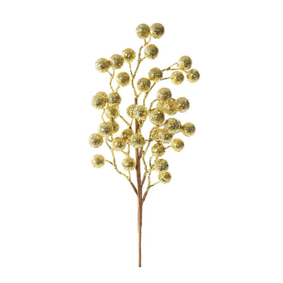 Imagem PICK DECORATIVO COM FRUTAS COR DOURADO E MARROM COM GLITTER 20X5X45CM 