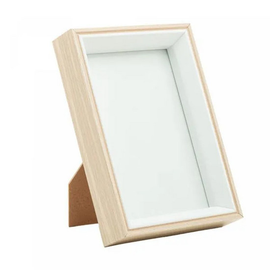 Imagem PORTA-RETRATO DE MDF 20CM X 25CM COR BEGE E BRANCO 