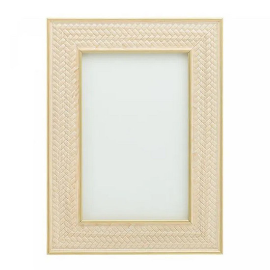 Imagem PORTA-RETRATO DE MDF TEXTURIZADO 20CM X 25CM COR BEGE E DOURADO 