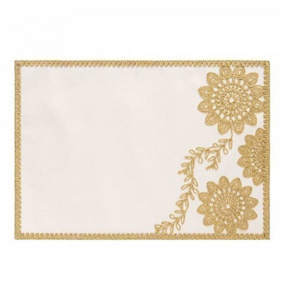 Imagem JOGO AMERICANO BRAZIL NATURE MANDALA BORDADA GOLD 35X50CM 