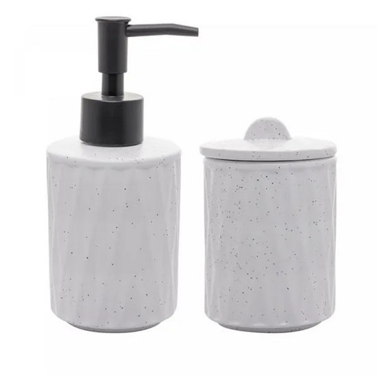 Imagem CONJUNTO 2 PEÇAS PARA BANHEIRO DE CERÂMICA DELI DIAMOND COR BRANCO